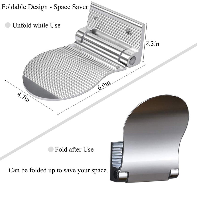RAIKEDR Shower Foot Rest, Shaving & Washing Foot Rest, Heavy Duty Aluminum Alloy Shaving Shelf Fold-Up Shower Foot Rest for Shaving Legs Shower Combo Set (Silvery) - Image 2